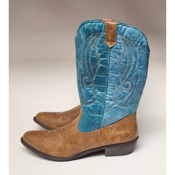 Coconut Gaucho Two Tone Western Boots Size 8.5M - Picture 4 of 9